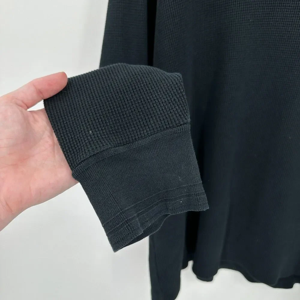 Vtg Polo Ralph Lauren Shirt CZ Mens L Black White Waffle‎ Knit 90s Y2K Mall Goth